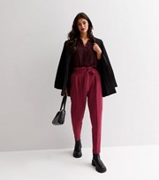 New Look Burgundy Paperbag Trousers
